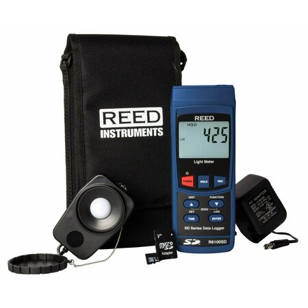 REED INSTRUMENTS REED Data Logging Light Meter with Power Adapter and SD Card R8100SD-KIT